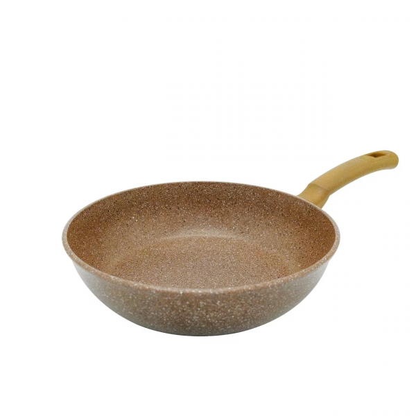 Сковорода литая Классическая каменная коричневый камень, 28 см.