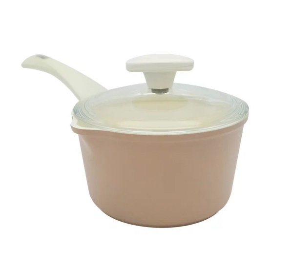 Ковш литой Фреско Керамика 1,5 л, 16 см, розовый, с крышкой