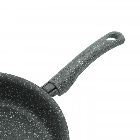 Сотейник высокий борт серый гранит, с крышкой 24см