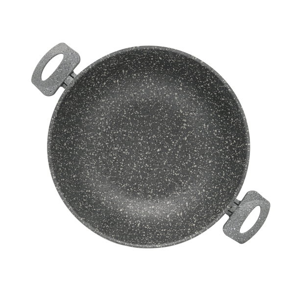 Жаровня серая с двумя ручками с крышкой 28см