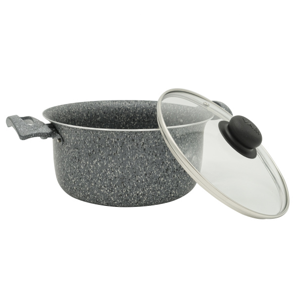 Кастрюля серая 3 литра, с крышкой, 20см