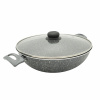 Жаровня серая с двумя ручками с крышкой 28см