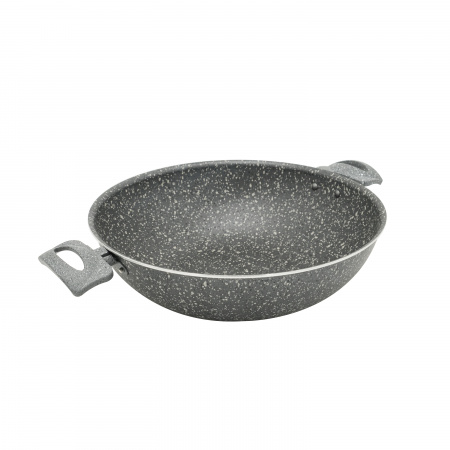 Жаровня серая с двумя ручками с крышкой 28см