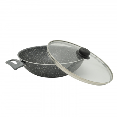 Жаровня серая с двумя ручками с крышкой 28см