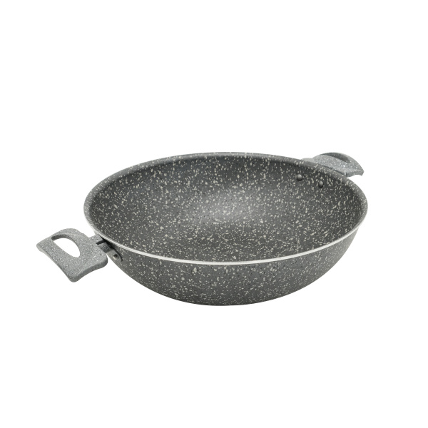 Жаровня серая с двумя ручками с крышкой 28см