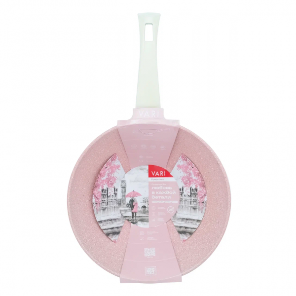 Сковорода литая VARI РОМАНТИКА, розовый камень, WOK , 28 см.